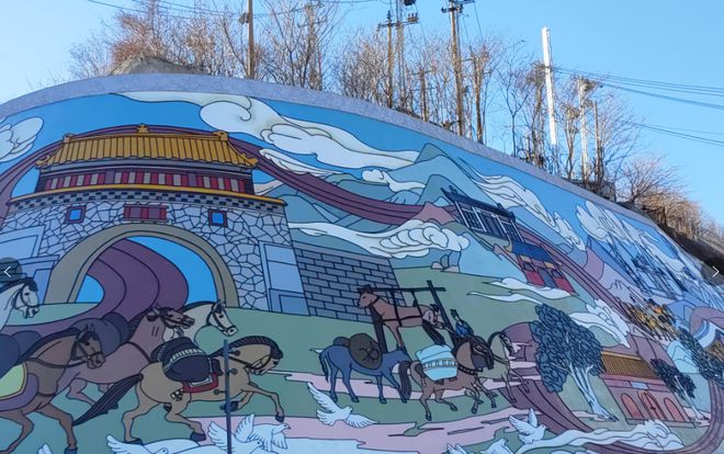 模式口地铁站附近上新！京西驼铃古道浮雕壁画(图1)